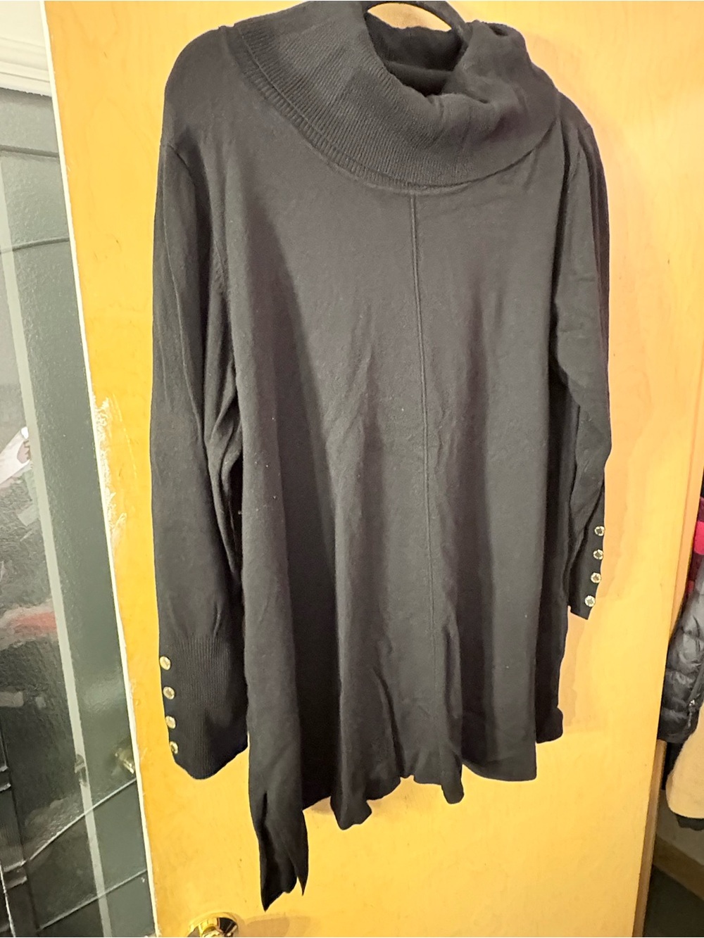 Anne Klein Black Cowl Neck Tunic with Button Cuffs